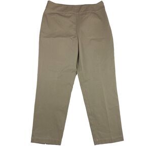 Chico's Khaki Tan Pants Trousers Flat Front Vintage Side Zip 60s Retro Style 34"